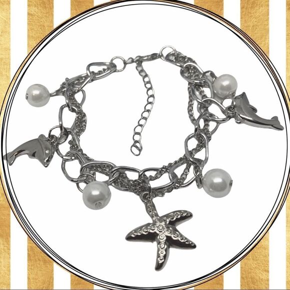 (O1) Dolphin & Starfish Bracelet/Anklet - Picture 1 of 4